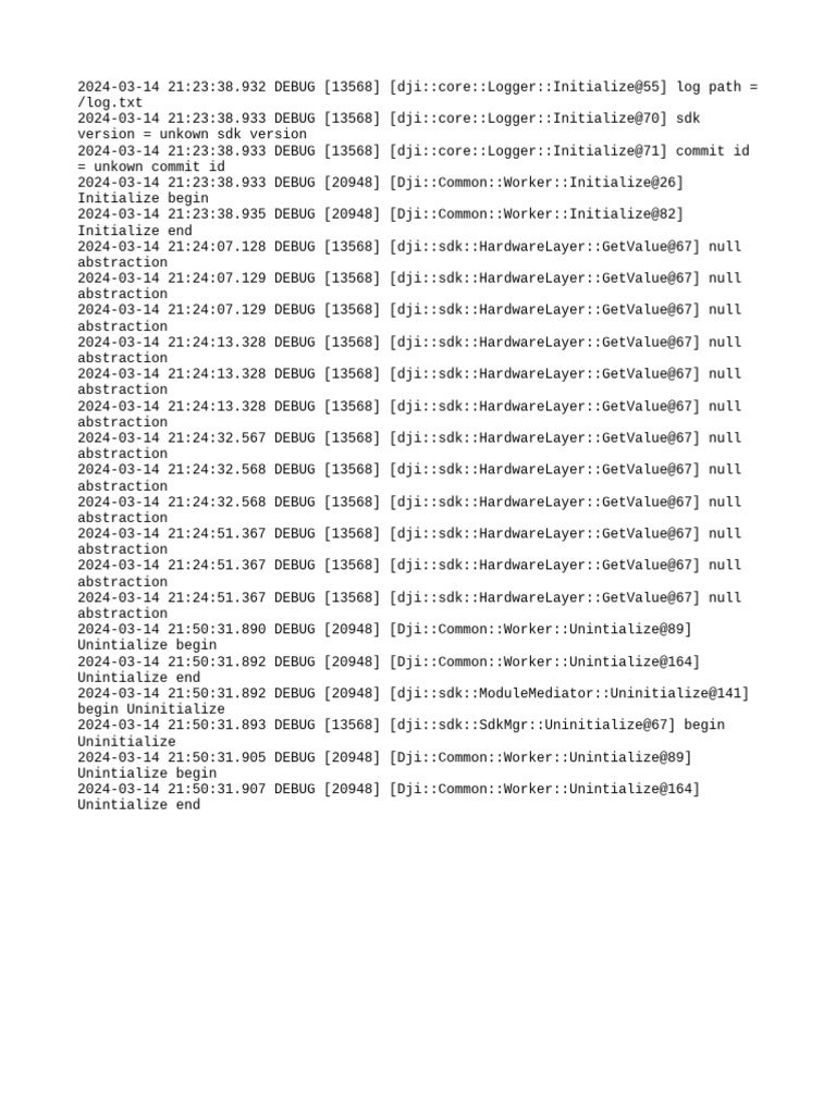 DJI SDK Initialization Log Details | PDF