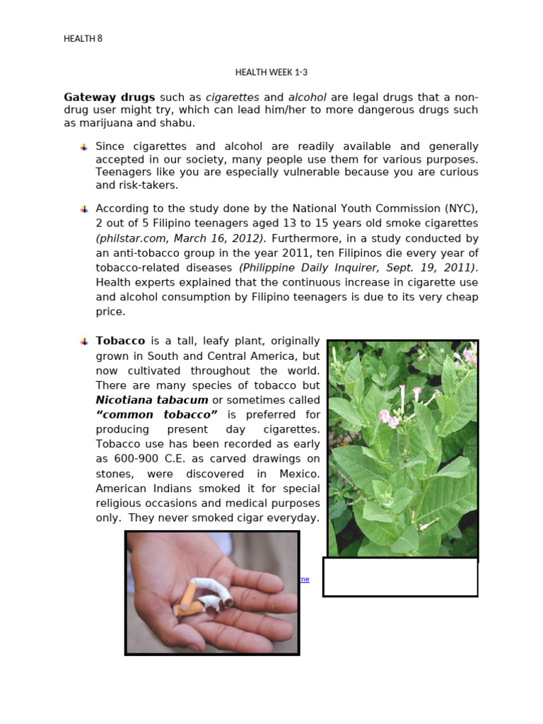 Health Week 1-3 For Print | PDF | Cigarette | Tobacco Smoking