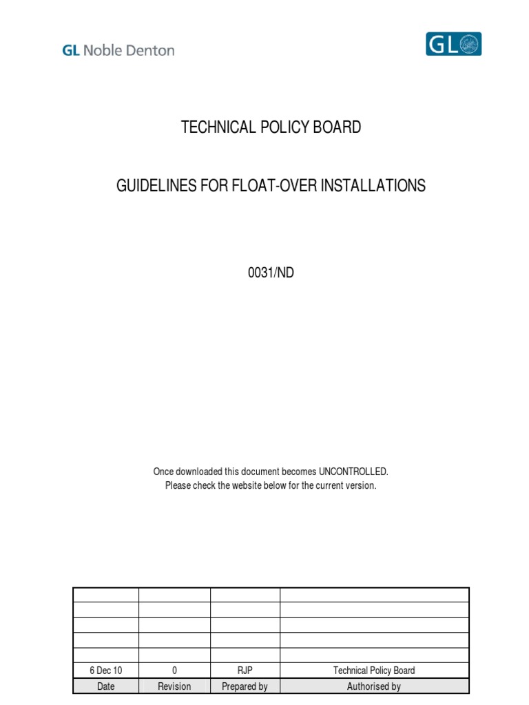Guidelines For Float Over Installations PDF Structural Load Tide
