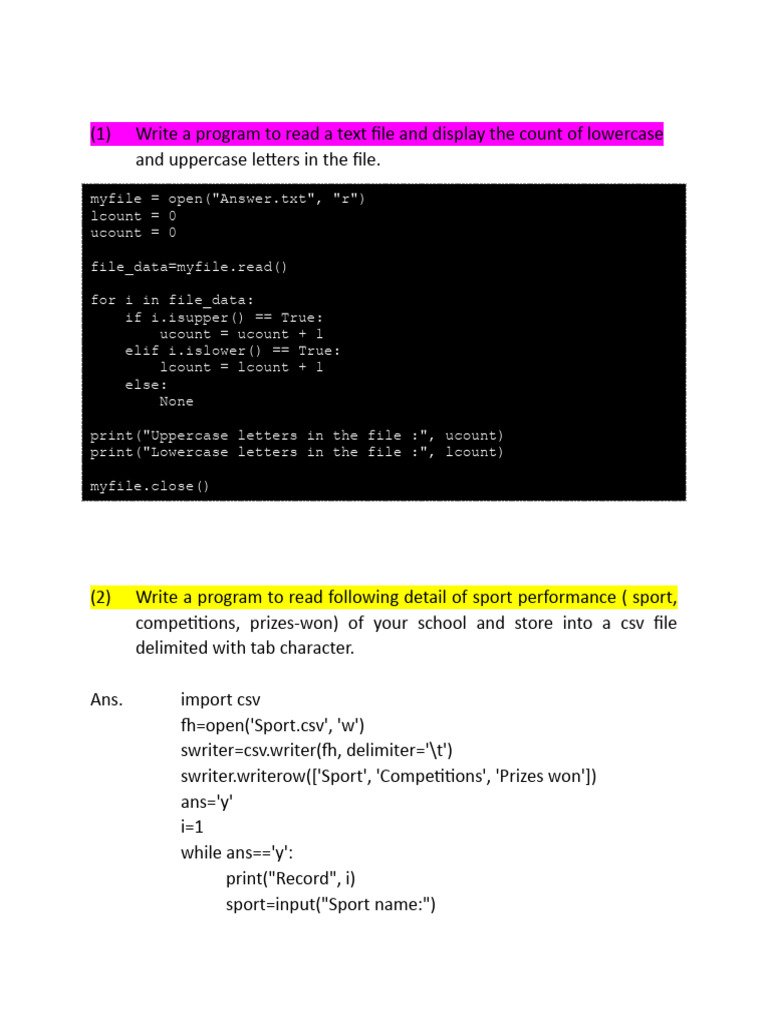 Python Programs for File and Database Operations | PDF | Data ...