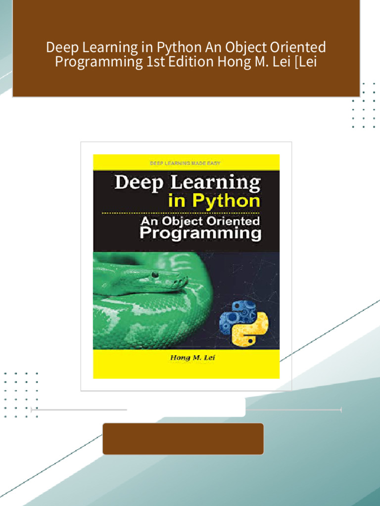 [FREE PDF sample] Deep Learning in Python An Object Oriented ...