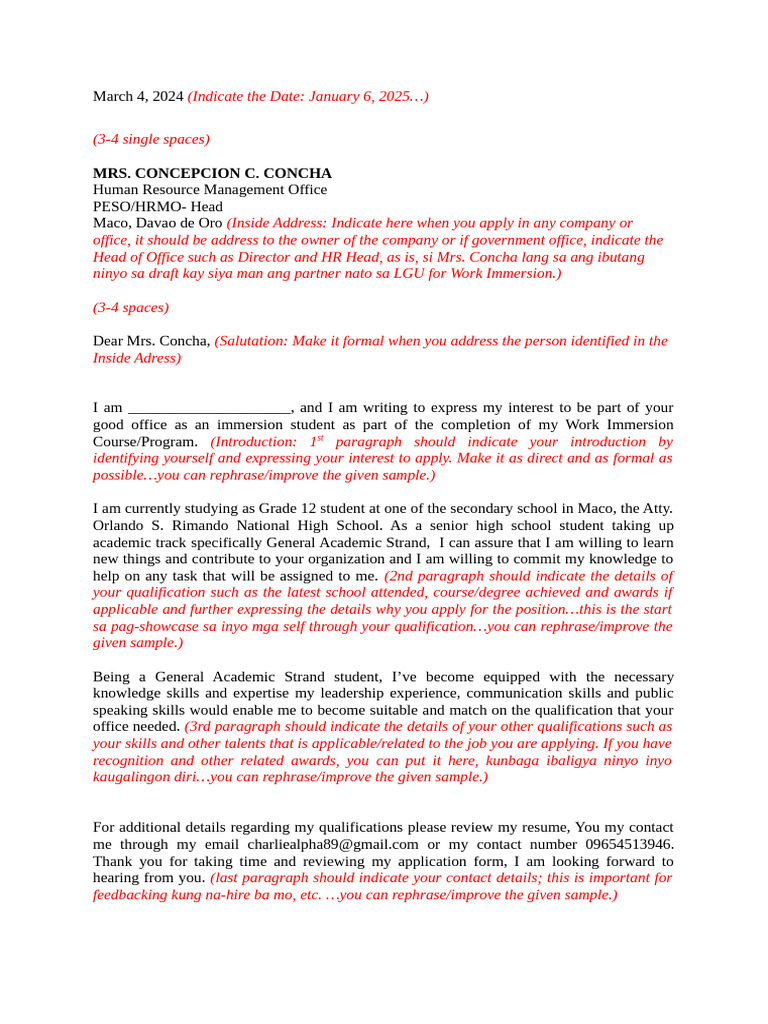 Template For Application Letter | PDF