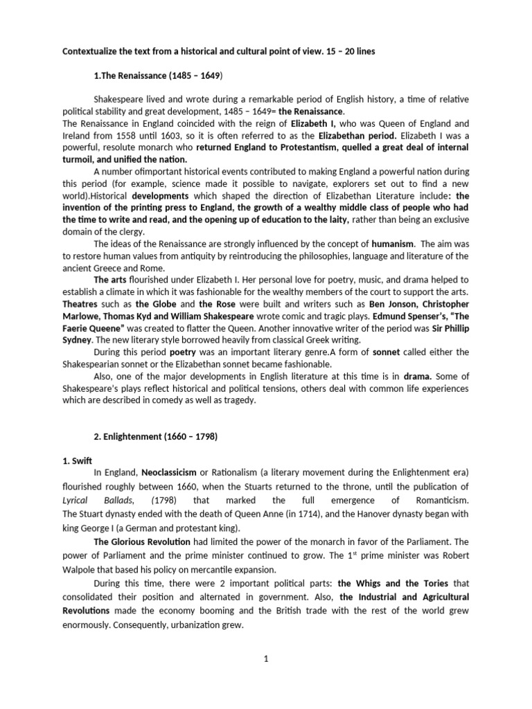 Contextualize The Text From A Historial and Cultural Point of View FFFF ...
