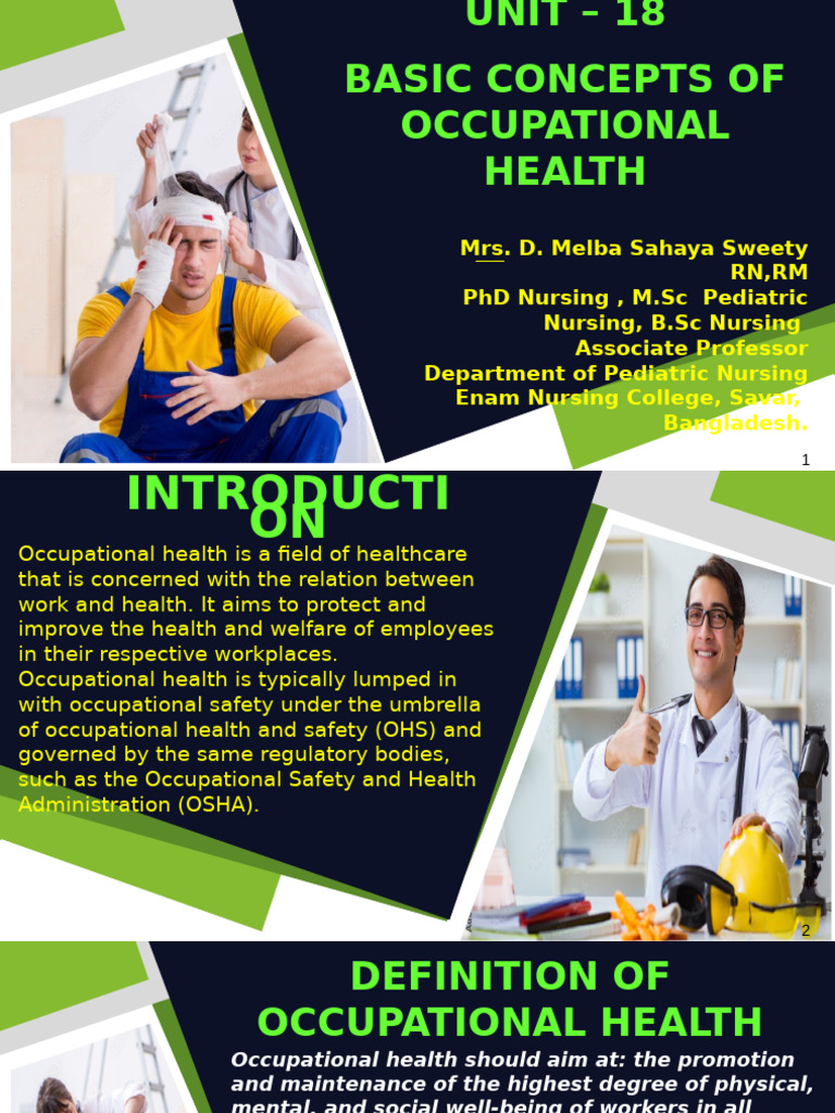 Occupational Health Concepts Overview | PDF | Occupational Safety And ...