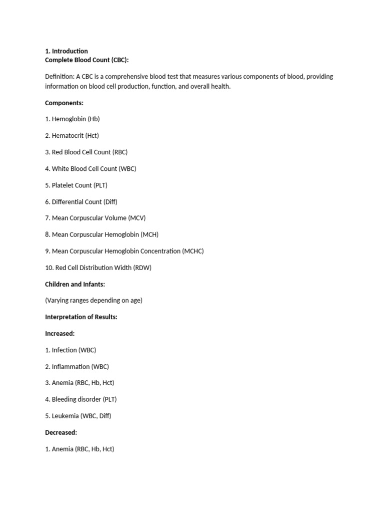 Understanding Complete Blood Count (CBC) | PDF | White Blood Cell | Anemia