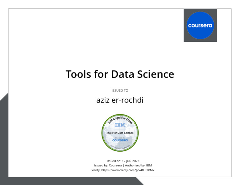 Coursera Tools For Data Science | PDF