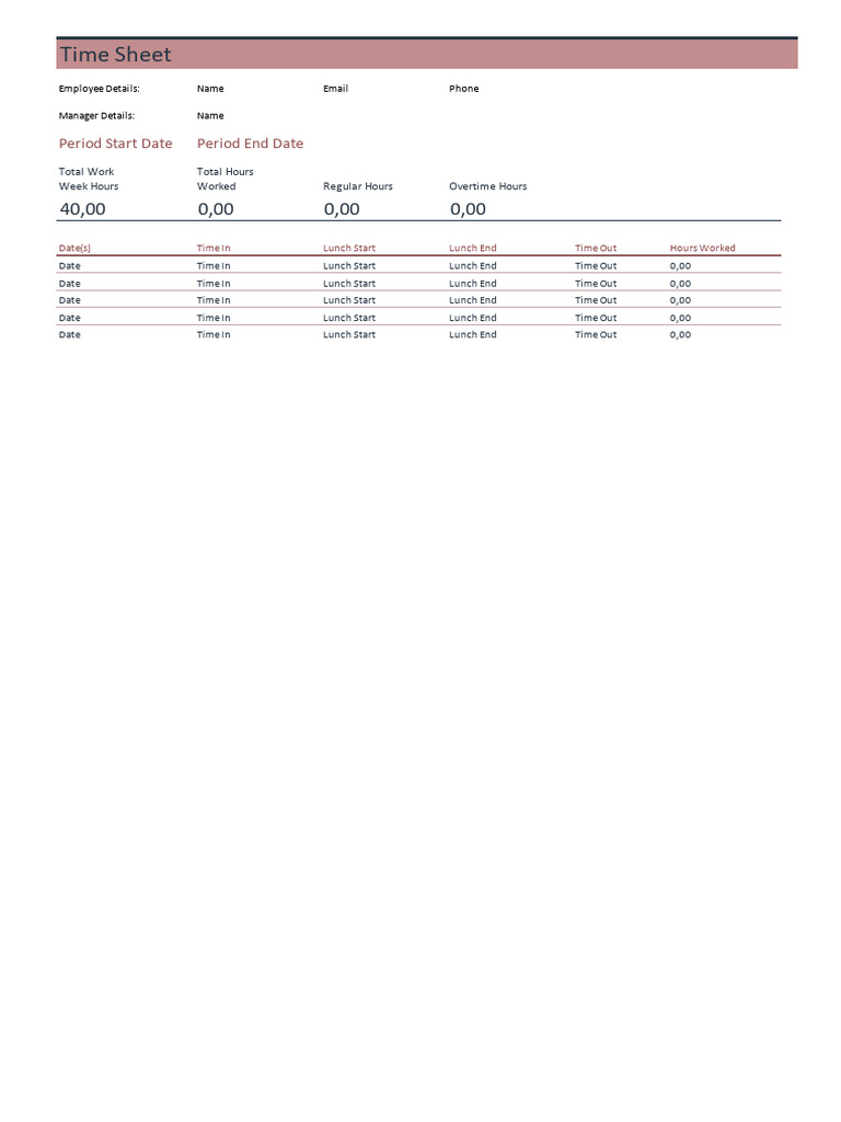 Employee Time Sheet Template | PDF