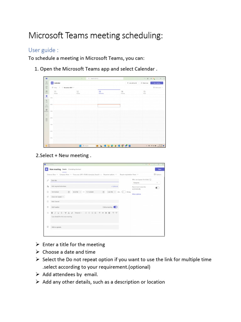 Microsoft Teams Meeting Scheduling Guide | PDF