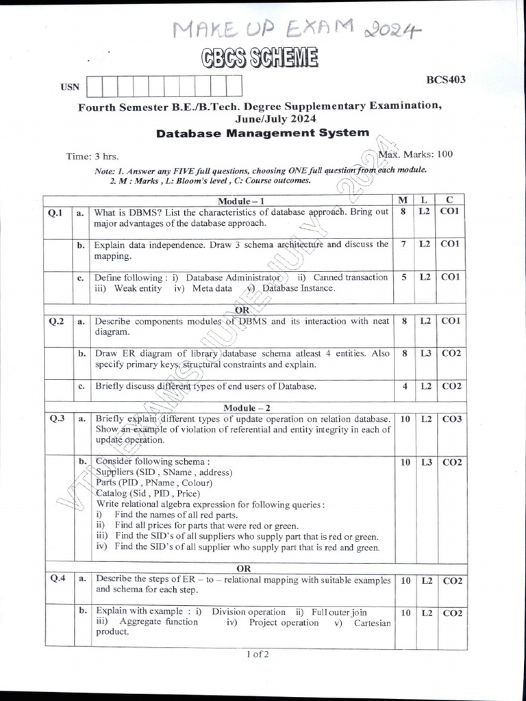 SCH bcs403 | PDF