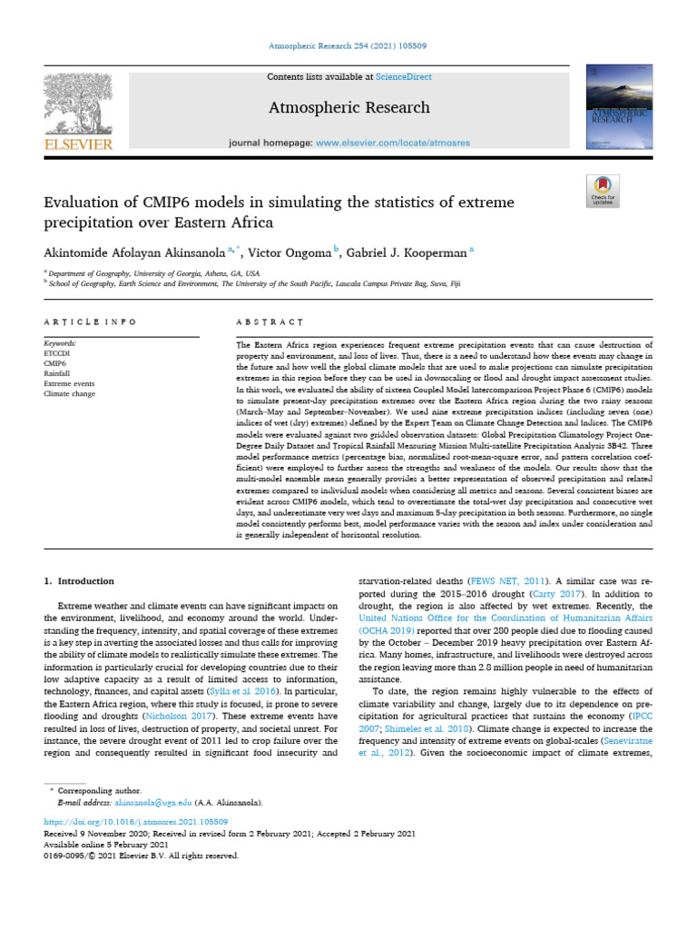 Evaluation of CMIP6 Models in Simulating The Statistics of Extreme ...