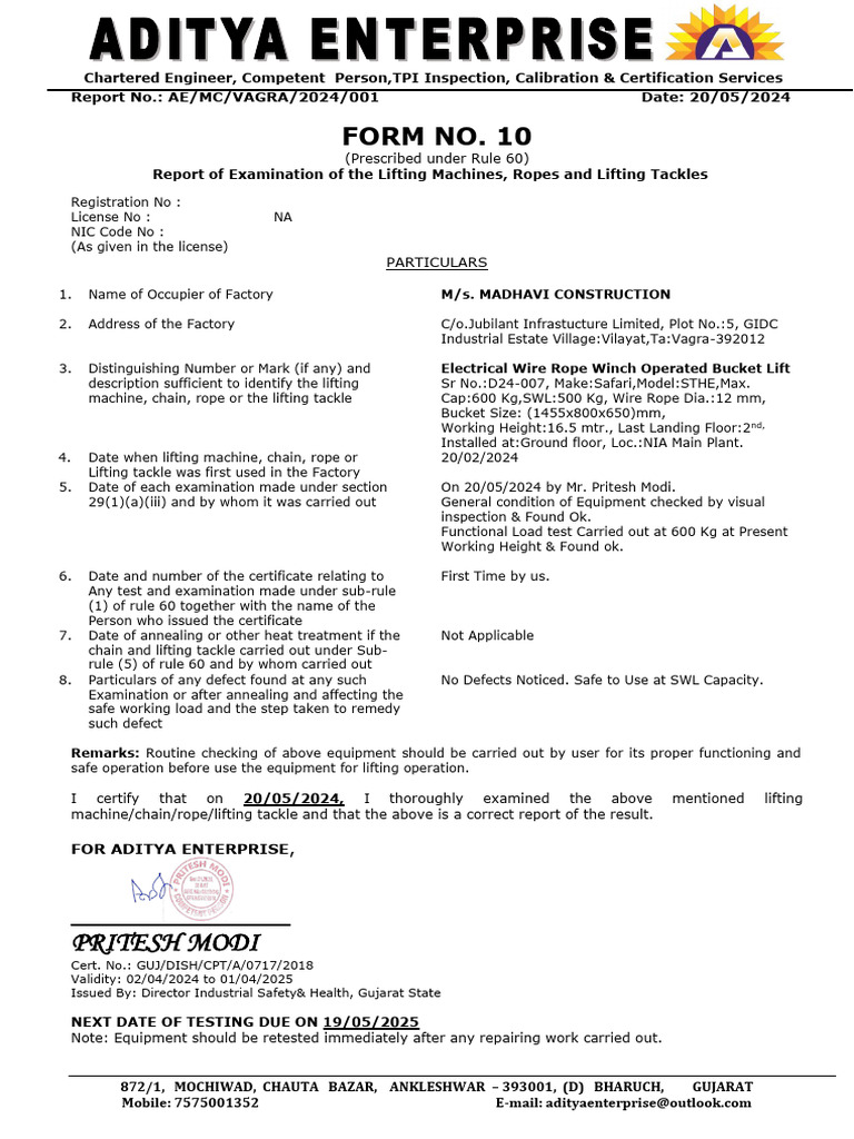 TPI Report for Lifting Equipment Inspection | PDF | Manufactured Goods