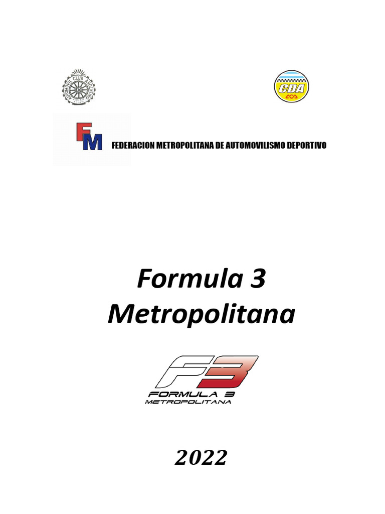 Reglamento 2022 Fórmula 3 Metropolitana | PDF | Neumático | Gasolina