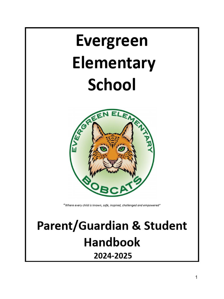 Evergreen Elementary Handbook 2024-2025 | PDF | Bullying | Traffic