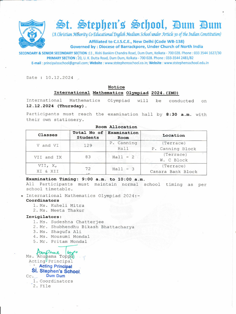 International Mathematics Olympiad 2024 Notice | PDF
