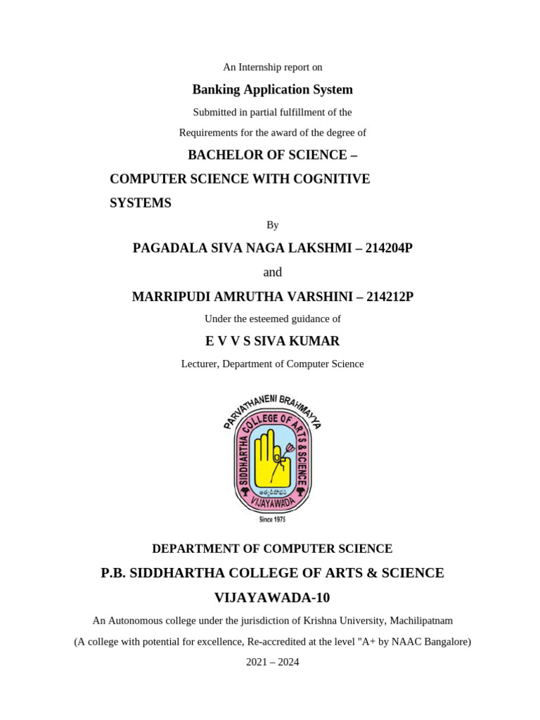 Banking Application System Internship Report | PDF | My Sql | Java ...