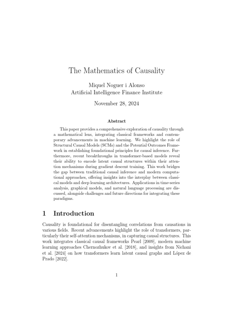 Mathematical Insights on Causality | PDF | Causality | Applied Mathematics