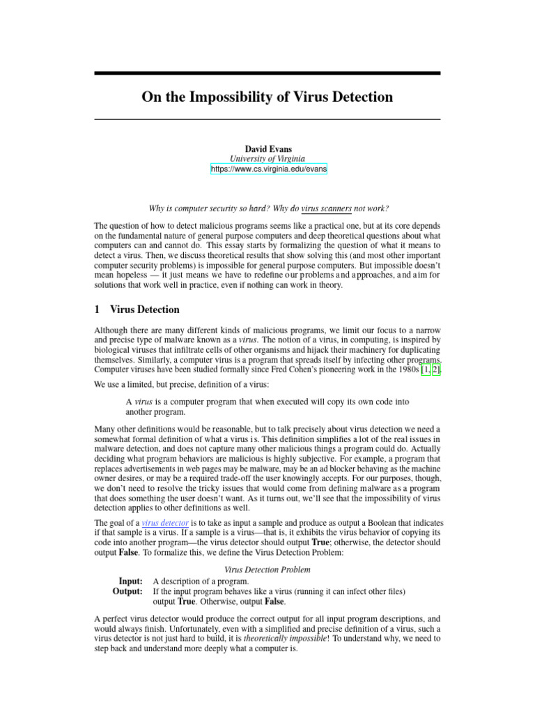 Impossibility_of_Virus_Detection_WP (2) | PDF | Computer Virus ...