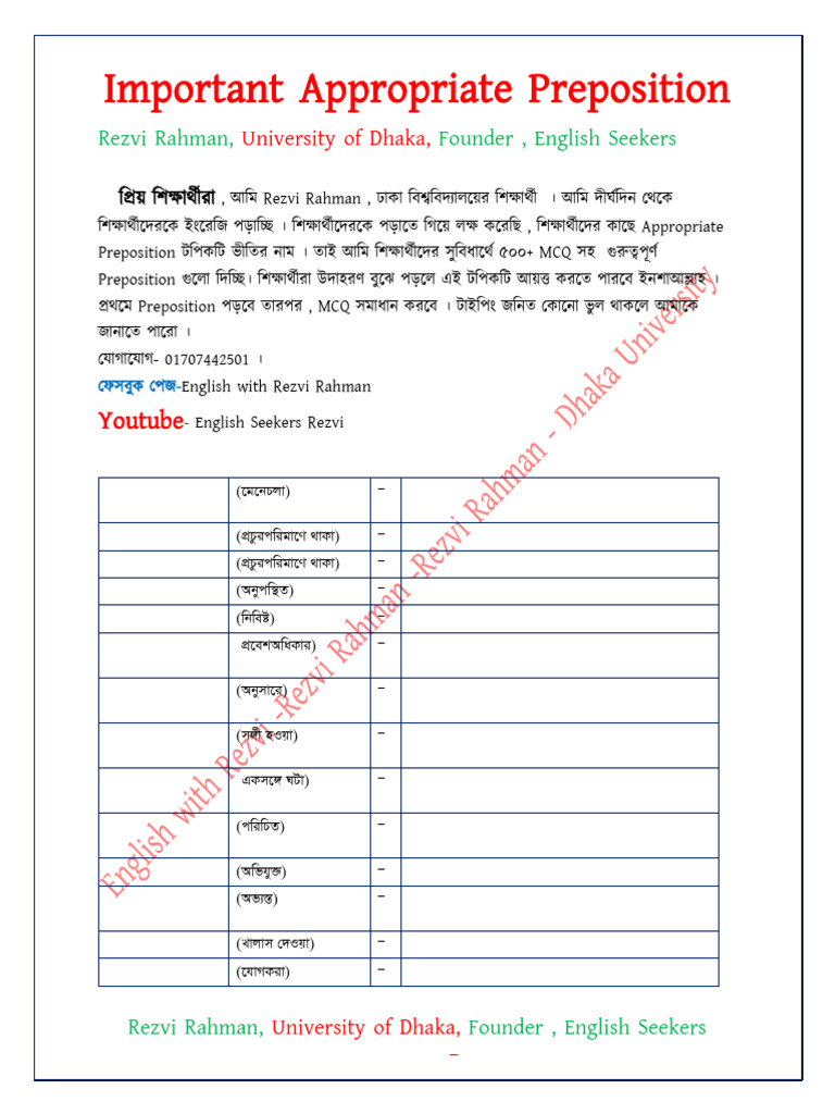 Essential Prepositions Guide | PDF
