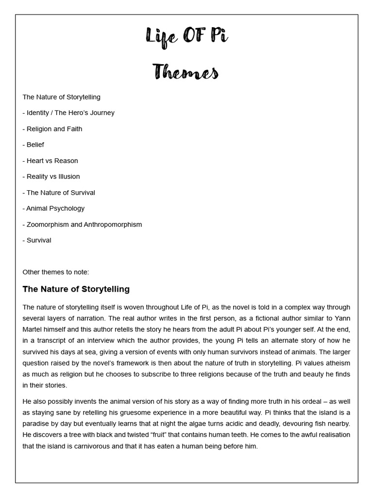 Themes of Survival and Faith in Life of Pi | PDF | Faith | Storytelling