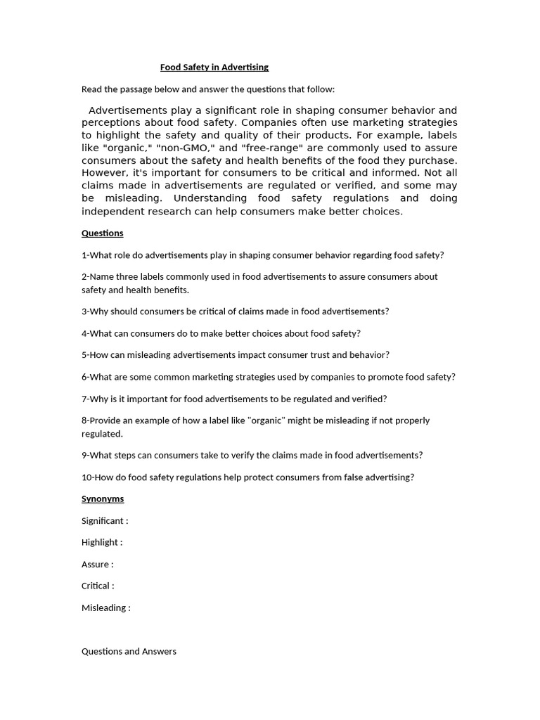 Food Safety in Advertising | PDF | False Advertising | Behavior