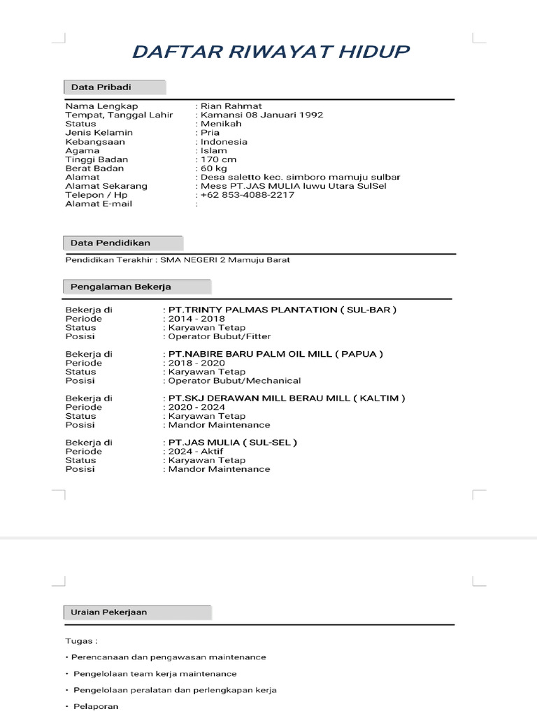 CV_RIAN RAHMAT | PDF
