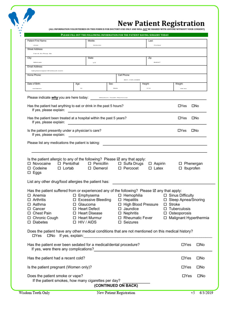 00 - New Patient Packet 6-23 | PDF | Surgery | Anesthesia