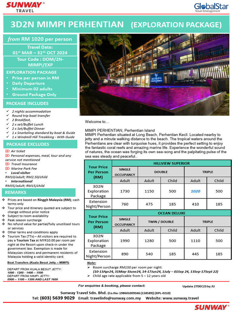 3D2N Mimpi Perhentian311024 | PDF