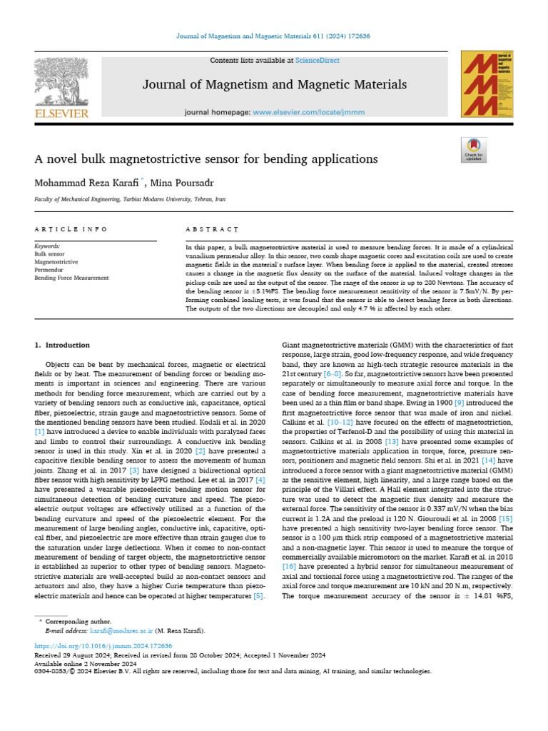 Novel Magnetostrictive Bending Sensor | PDF | Inductor | Power Supply