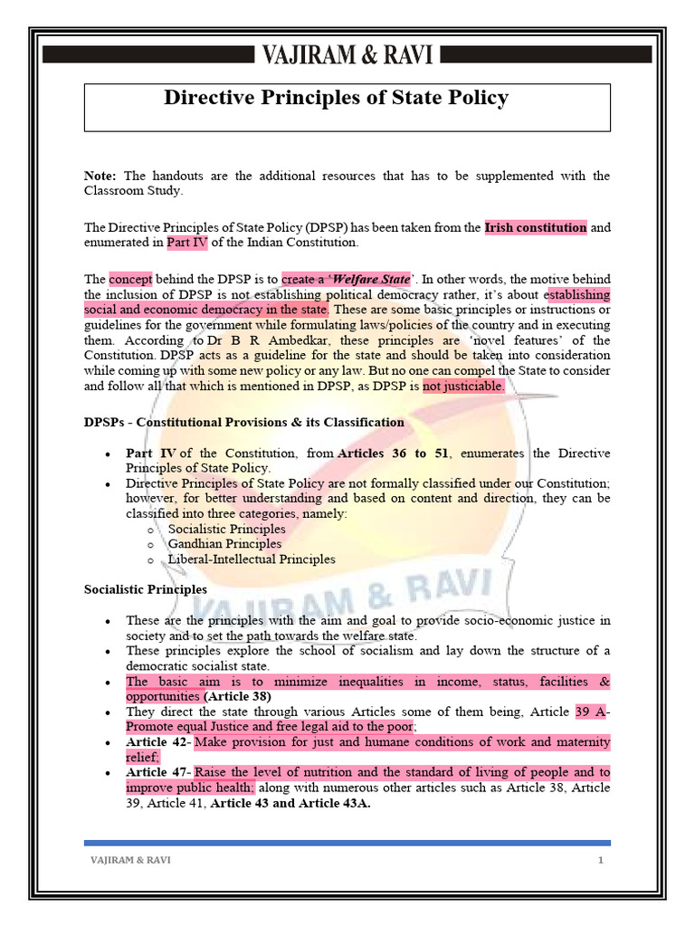 Directive_Principles_of_State_Policy | PDF | Justice | Political Charters