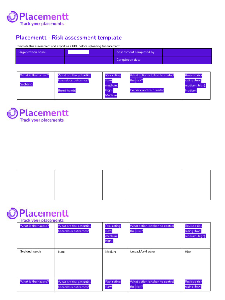 Risk Assessment for Legacy Church | PDF