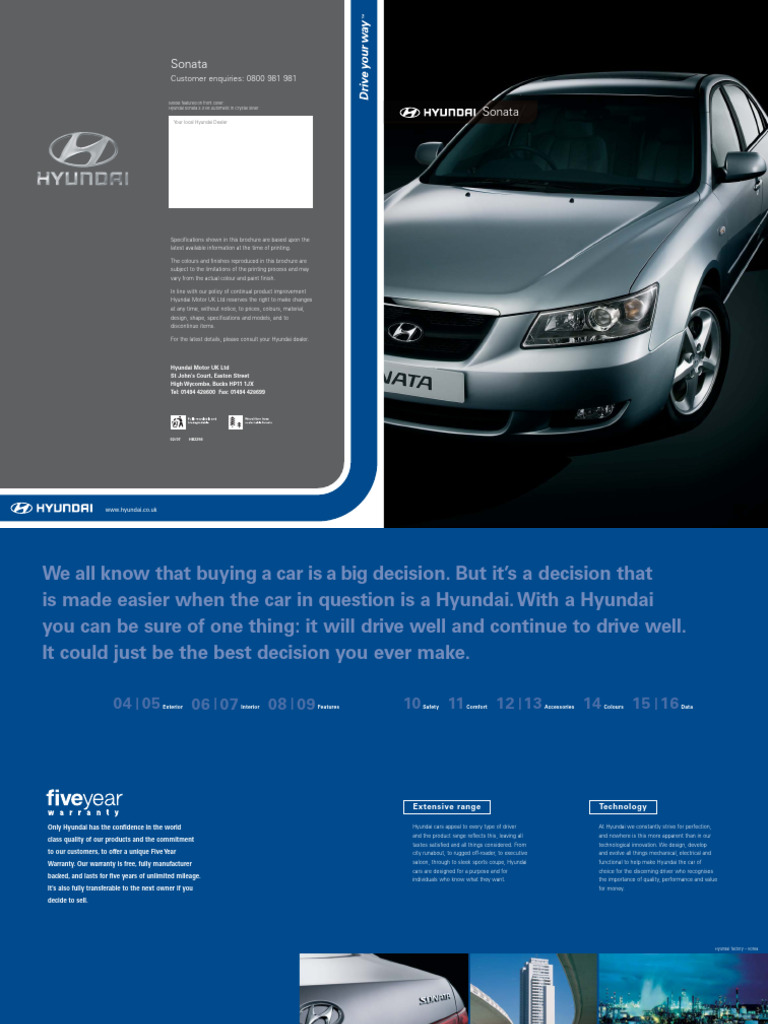 Hyundai Sonata Brochure | PDF | Fuel Economy In Automobiles | Trunk (Car)