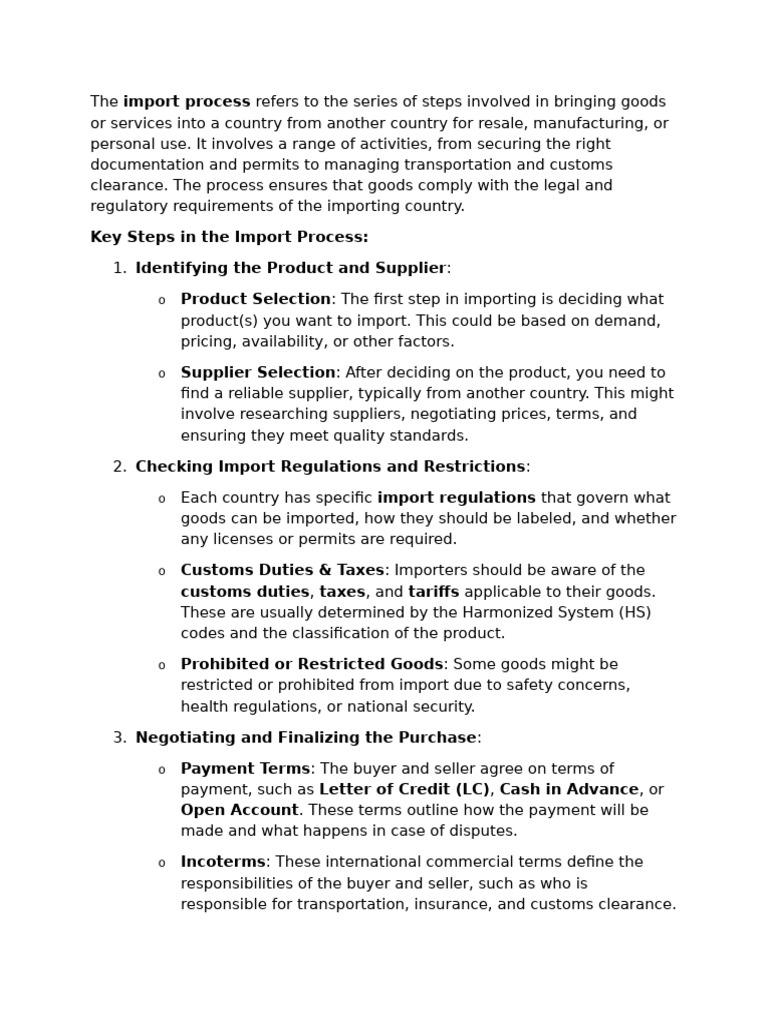 The Import Process Refers To The Series of Steps Involved in Bringing ...