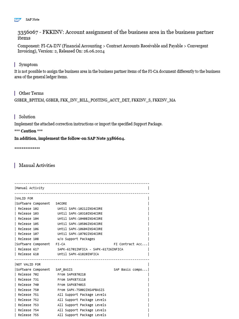 FKKINV Account Assignment of The Business Area in The Business Partner ...
