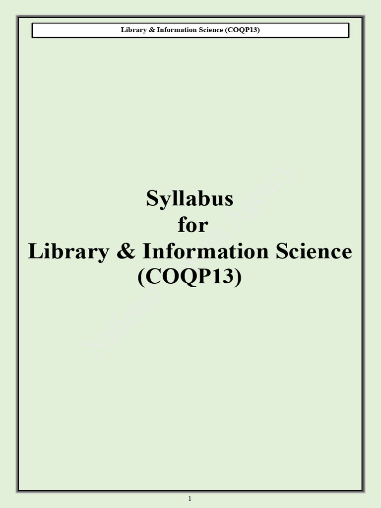 Library & Information Science (COQP13) | PDF | Computer Network ...
