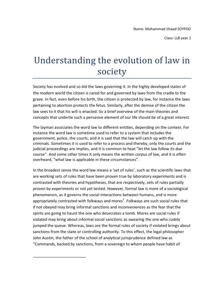 Understanding The Evolution of Law in Society PDF Natural Law