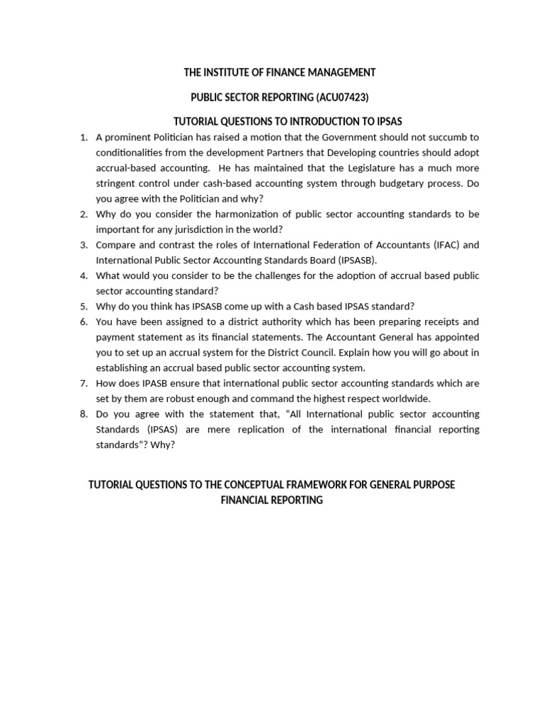 IPSAS Tutorial Questions and Insights | PDF