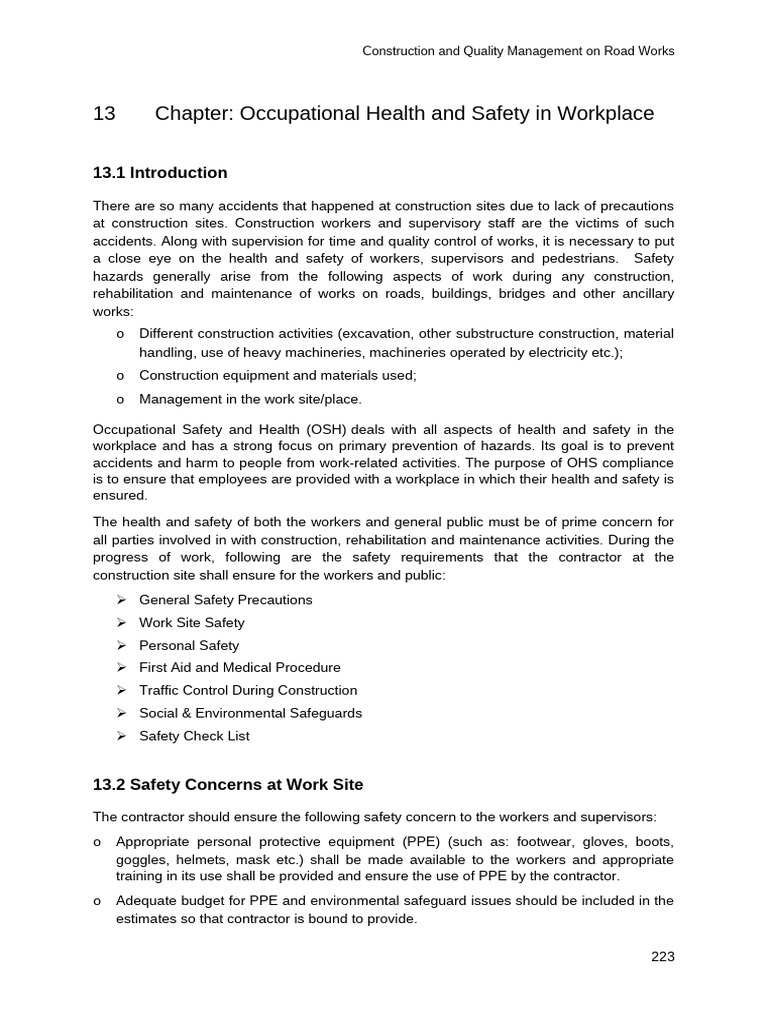 Chapter 13 Occupational Health and Safety | PDF | Occupational Safety ...