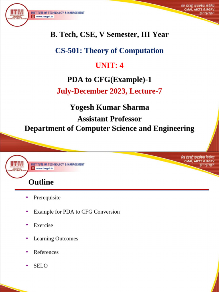 Ppt-7 Pda To CFG (Example) - 1 | PDF | Theory Of Computation ...
