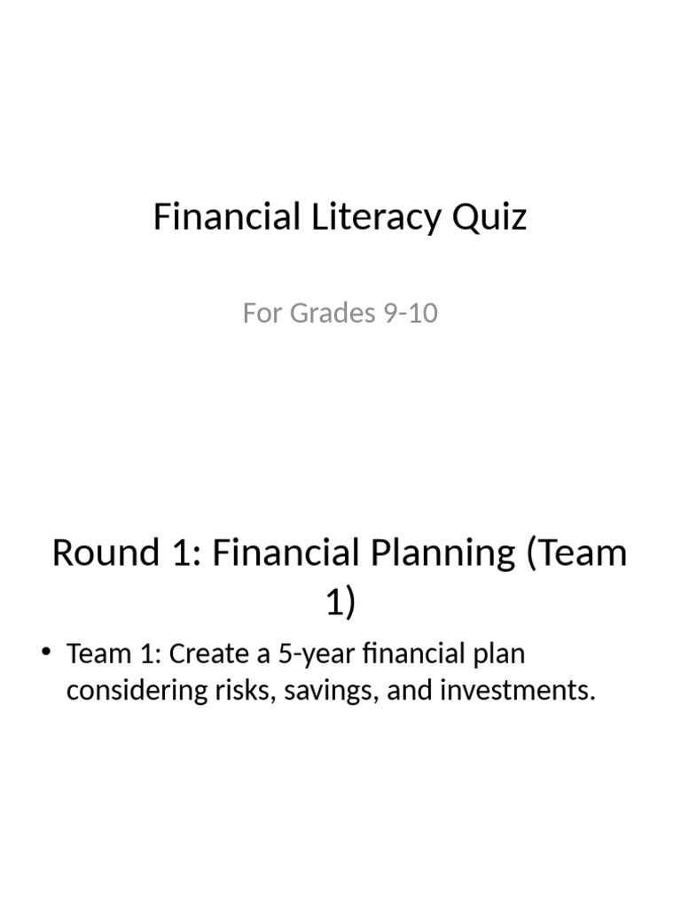 Financial Literacy Quiz 9 10 Teams | PDF | Interest | Financial Risk