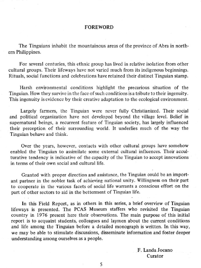 Tinguian Foreword Introduction | PDF | Liberal Arts Education | Psychology