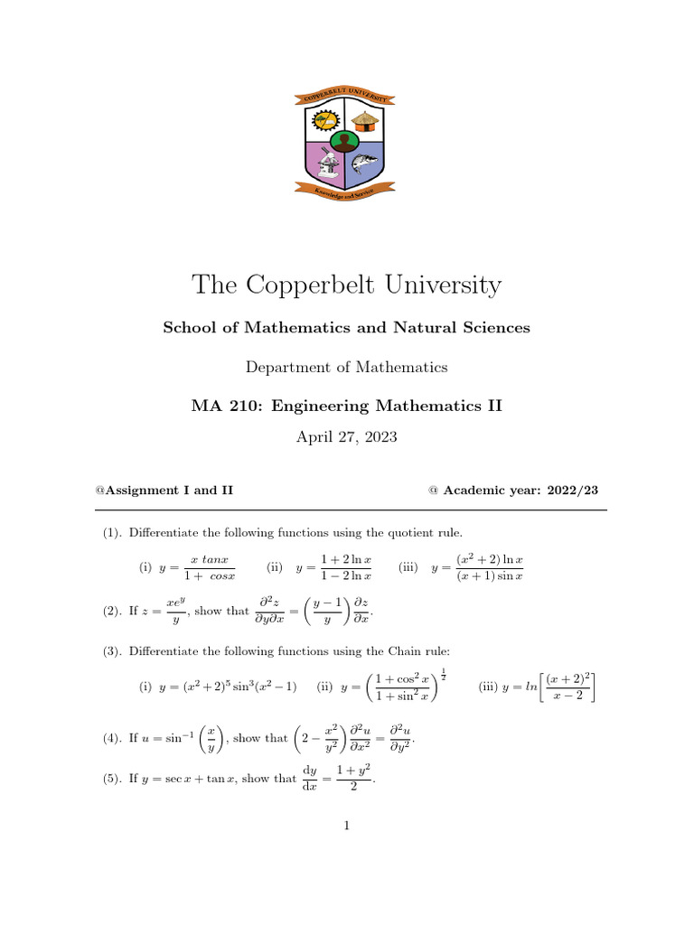 MA 210 Assignment 1 and 2 | PDF | Mathematical Analysis | Mathematics