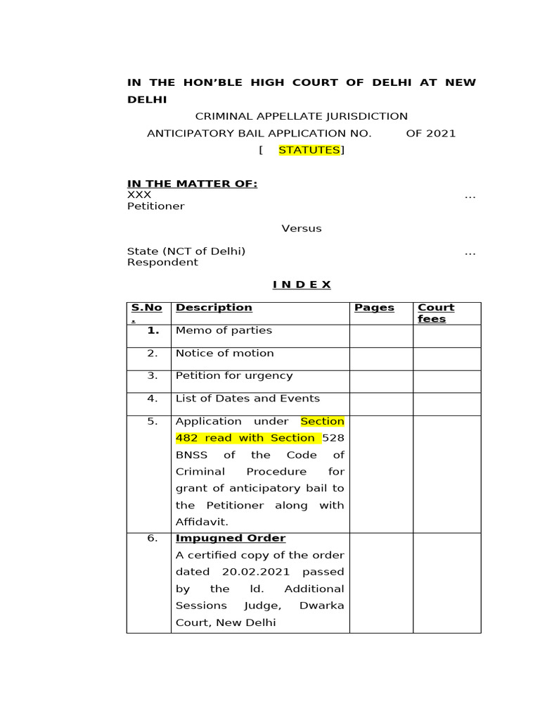 Delhi High Court Anticipatory Bail Application | PDF | Bail | Public Law
