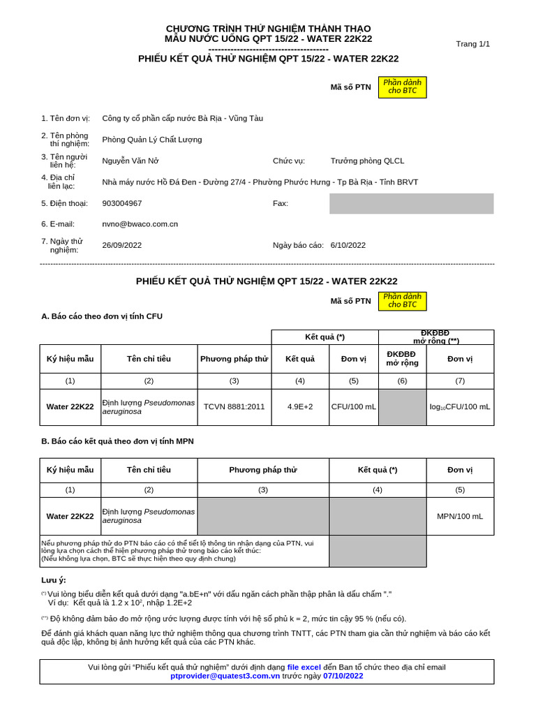 Phieu Ket Qua QPT 15-22 | PDF