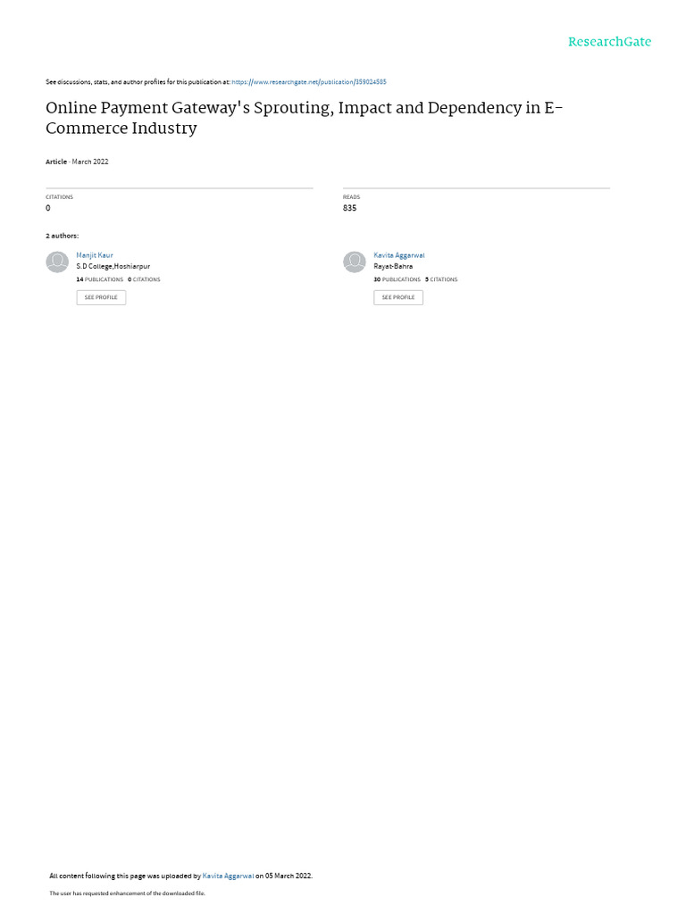 Impact of Online Payment Gateways in E-Commerce | PDF | Credit Card | Banks