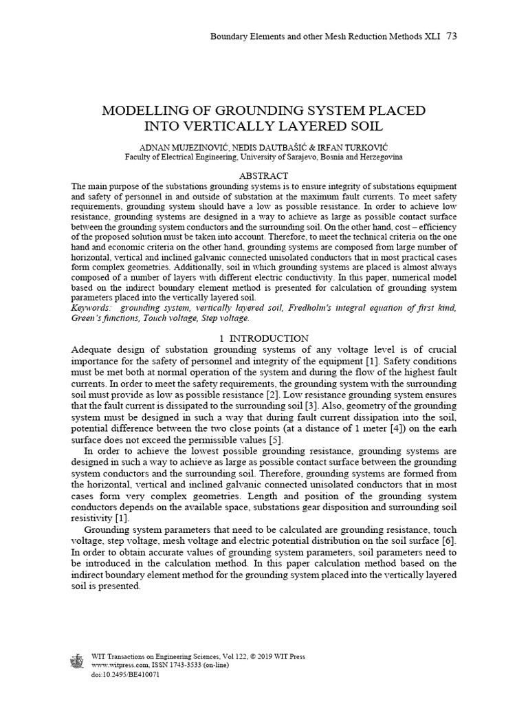 Modelling of Grounding System Placed Int | PDF | Boundary Element ...