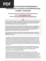 Appraisal of Explosive Performance by Measurement of Velocity of Detonation (Vod) in Mines - Discussion