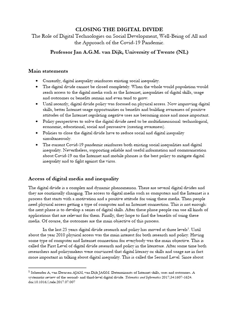 Bridging the Digital Divide Post-COVID | PDF | Internet | Economic ...