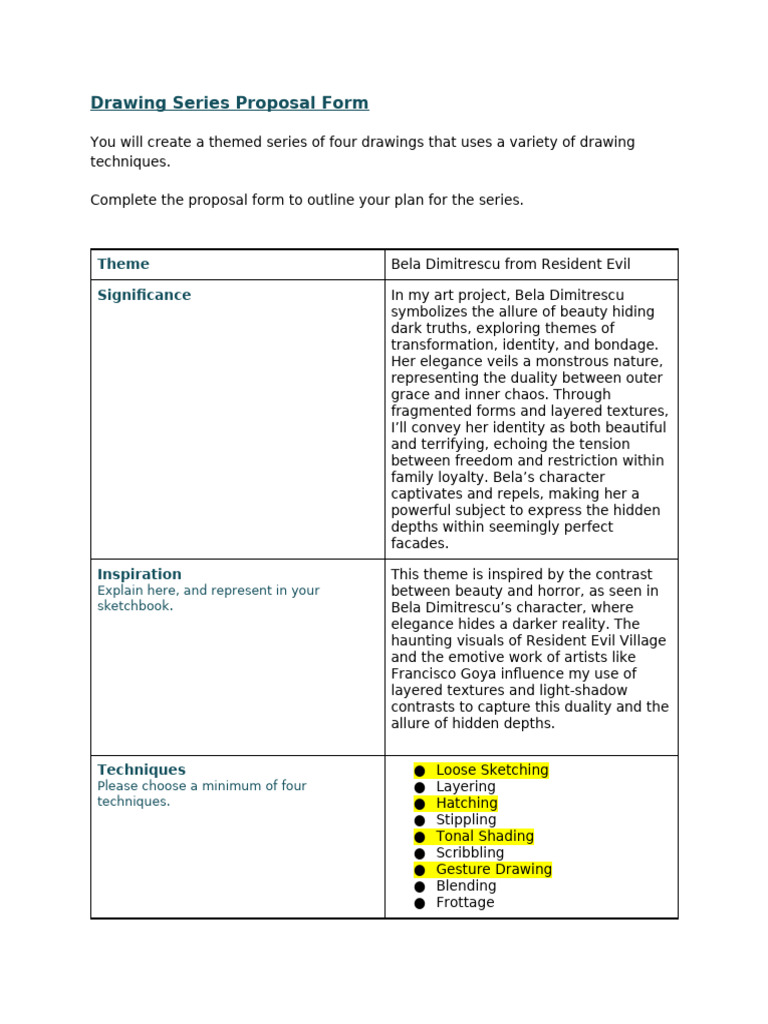 Drawing Series Proposal Form | PDF | Drawing
