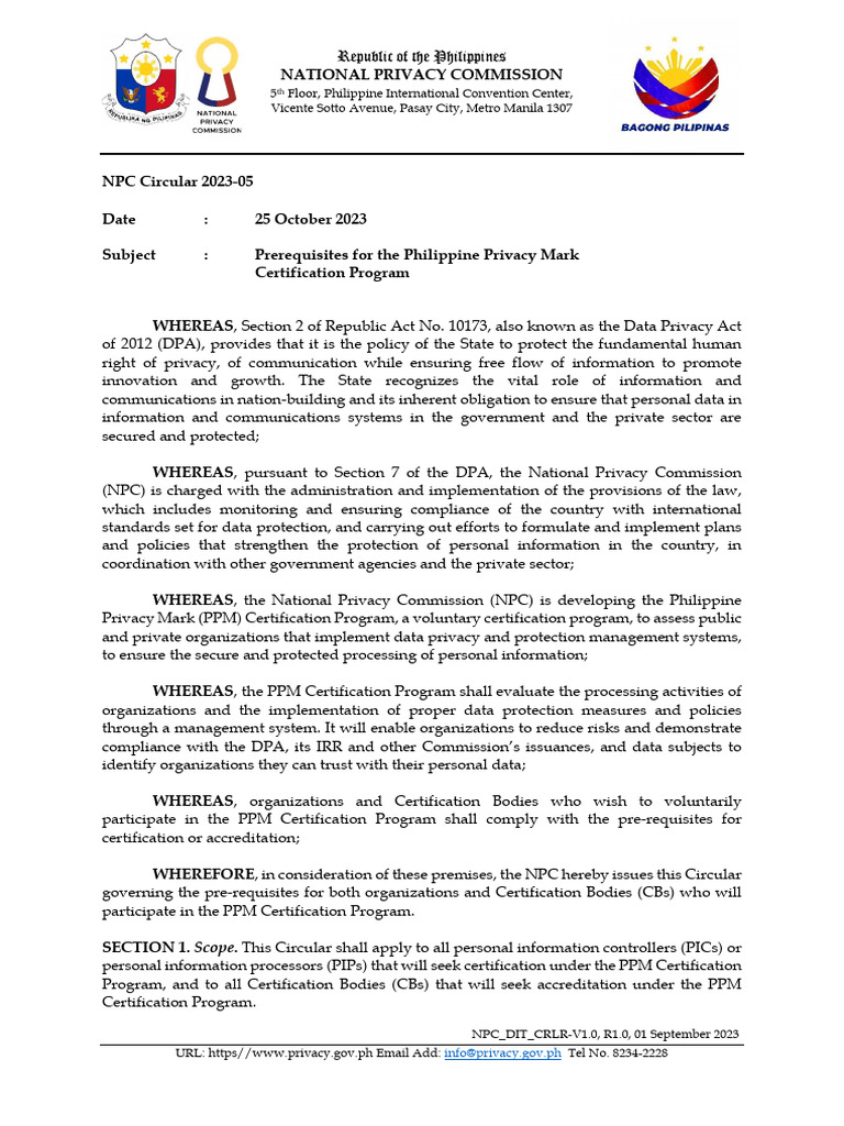 Philippine Privacy Mark Certification Guidelines | PDF | Certification ...