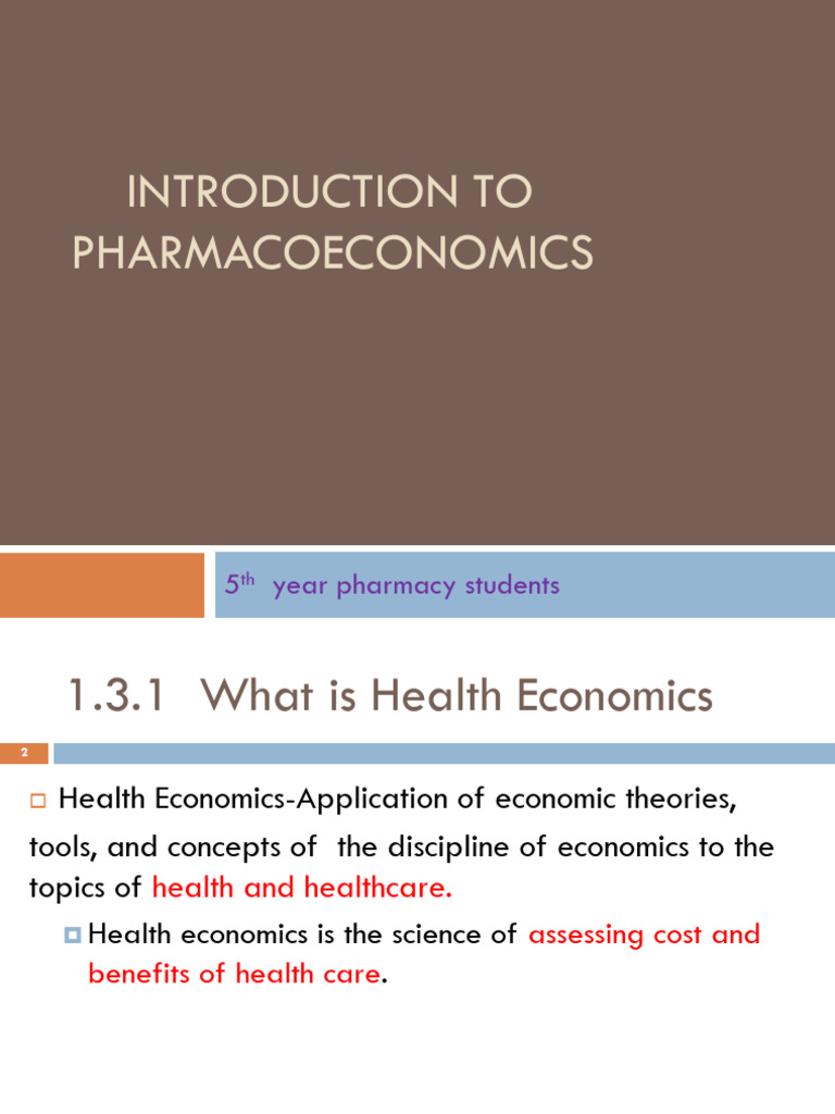 Introduction to Pharmacoeconomics | PDF | Cost Effectiveness Analysis ...